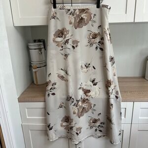 VTG Cottagecore Maxi Skirt Womens M‎ Earthy Floral Chiffon Style Flowy Romantic